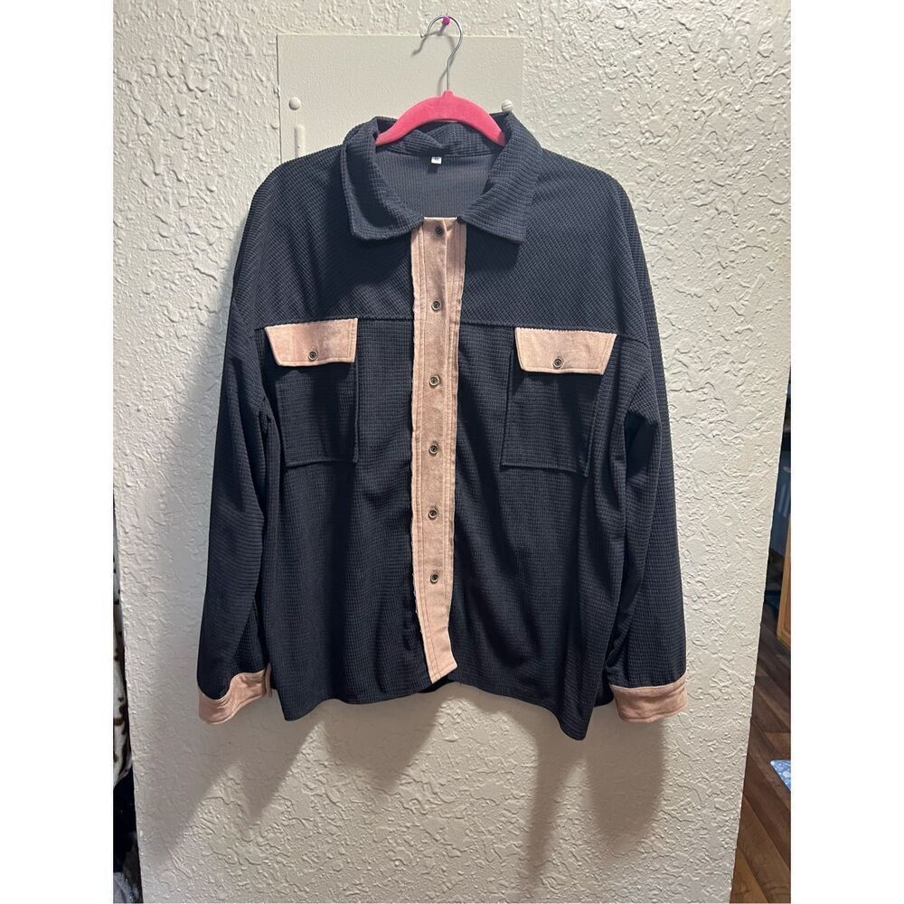 Grey Full Button Up Top Woman’s Size XL
